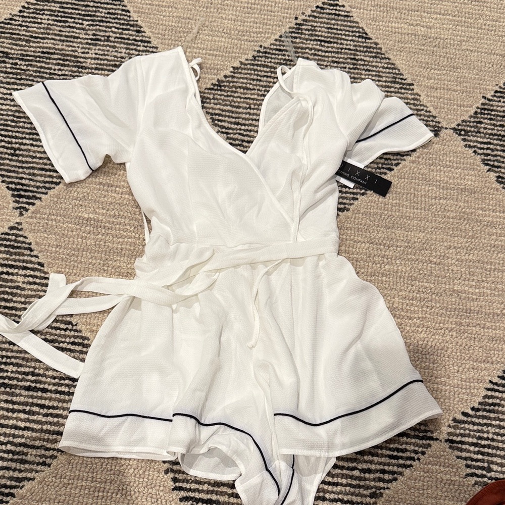 Trixxi White Romper with Black Trim